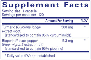 Curcumin 500 with Bioperine by Pure Encapsulations Supplement Facts