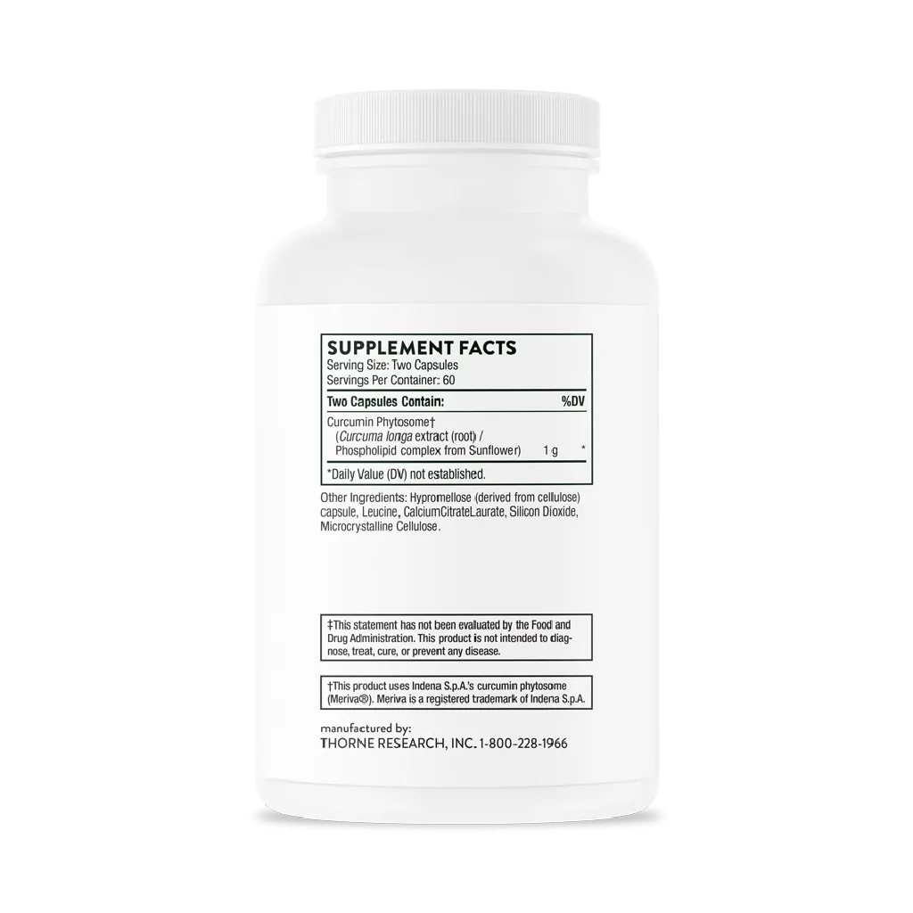 Curcumin Phytosome NSF by Thorne Bottle Supplement Facts