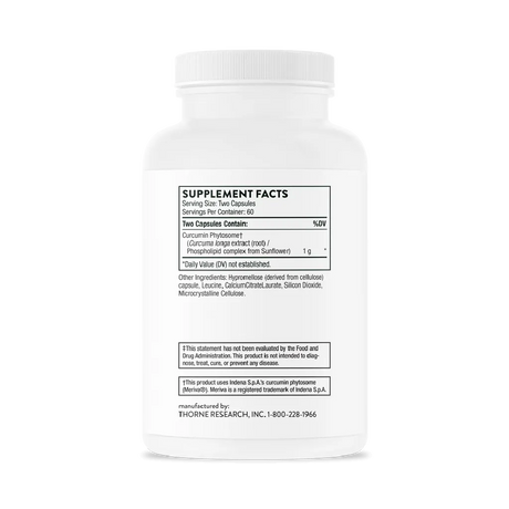 Curcumin Phytosome NSF by Thorne Bottle Supplement Facts