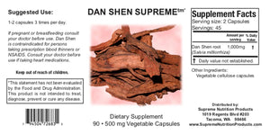 Dan Shen Supreme by Supreme Nutrition Supplement Facts