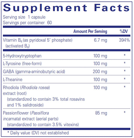 Emotional Wellness by Pure Encapsulations Supplement Facts