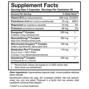 Energy Multi-Plex by Researched Nutritionals Supplement Facts