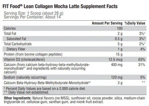 FIT Food Lean Collagen by Xymogen Supplement Facts
