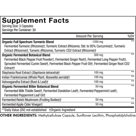 Fermented Turmeric by Codeage Supplement Facts