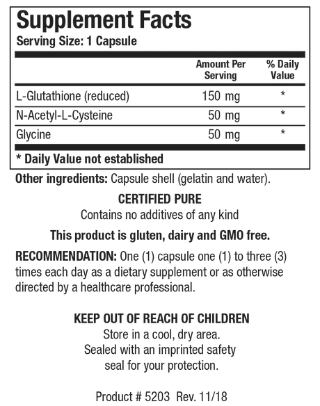 GSH-Plus by Biotics Research Supplement Facts