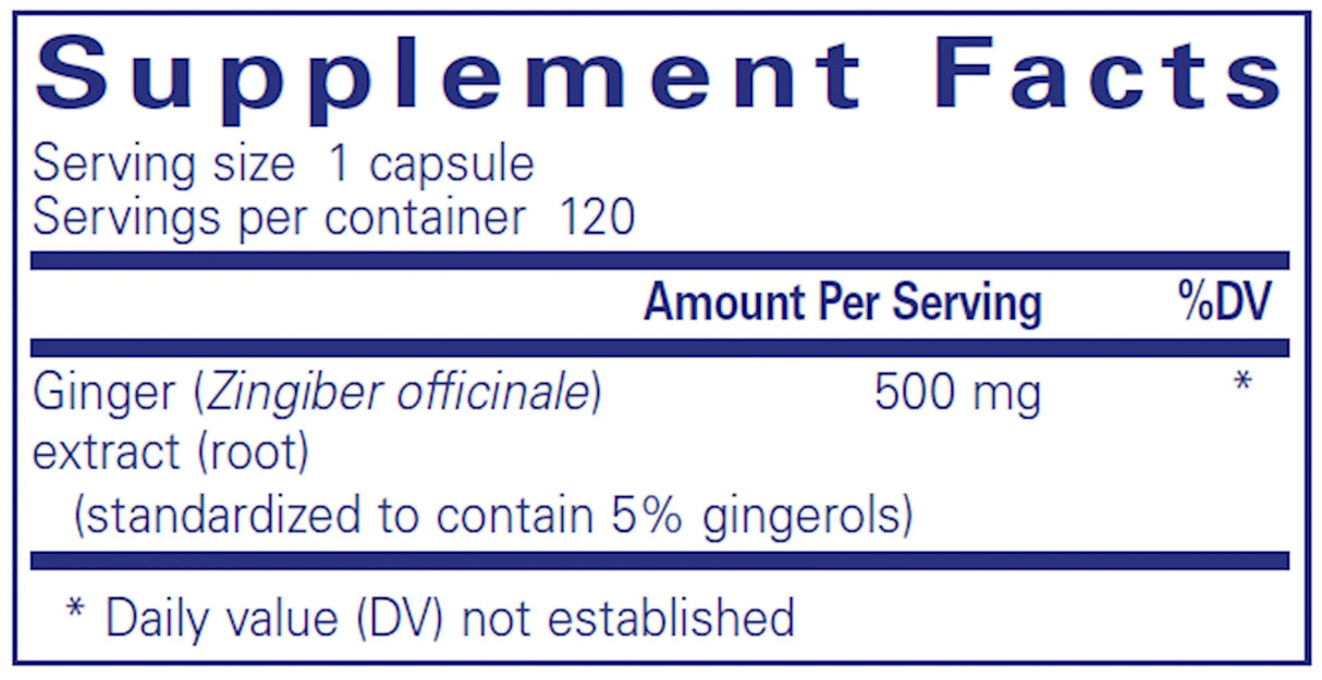Ginger Extract by Pure Encapsulations Supplement Facts