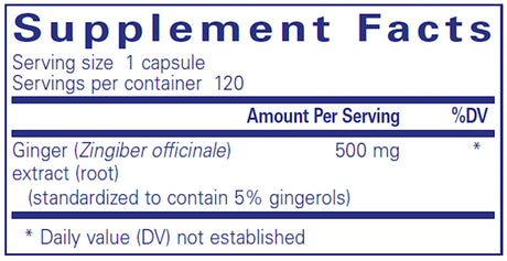 Ginger Extract by Pure Encapsulations Supplement Facts