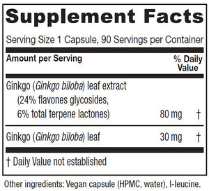 Ginkgo by Vitanica Supplement Facts
