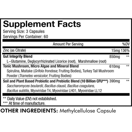 Gut Health Formula by Codeage Supplement Facts