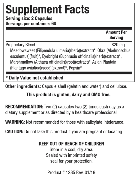 HCL Ease by Biotics Research Supplement Facts