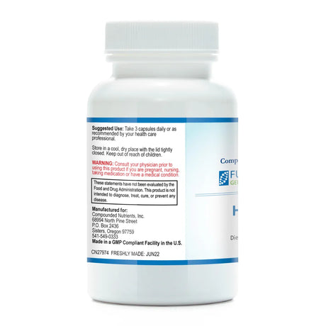 HEMOX by Functional Genomic Nutrition Label