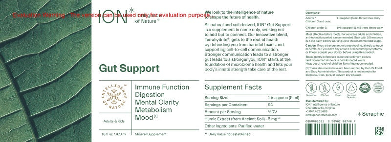 ION* Gut Support by Intelligence of Nature Supplement Facts
