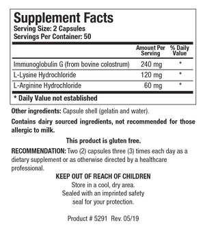 Immuno-gG by Biotics Research Supplement Facts
