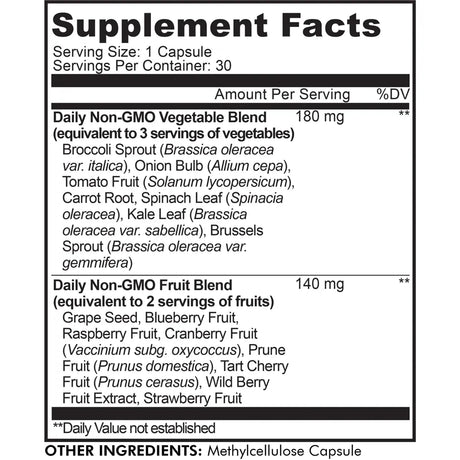 InstantFood Five a Day by Codeage Supplement Facts