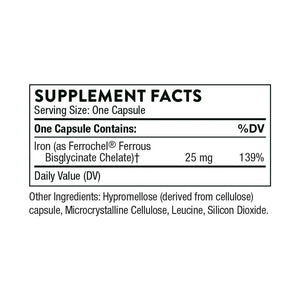 Iron Bisglycinate by Thorne Supplement Facts