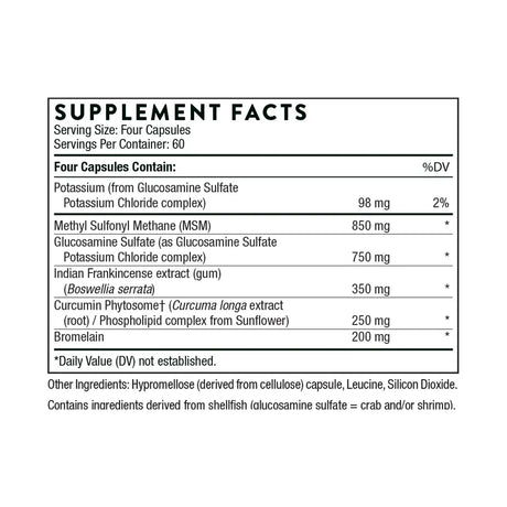 Joint Support Nutrients by Thorne Supplement Facts
