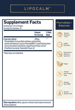 LipoCalm by Quicksilver Scientific Supplement Facts