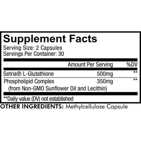 Liposomal Glutathione Setria by Codeage Supplement Facts