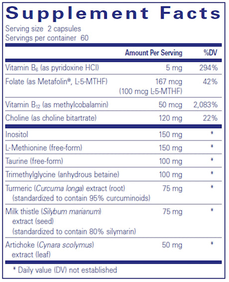 Lipotropic Detox by Pure Encapsulations Supplement Facts