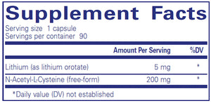 Lithium (orotate) 5mg by Pure Encapsulations Supplement Facts