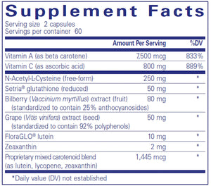 Macular Support Formula by Pure Encapsulations Supplement Facts