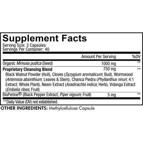 Mimosa Pudica Seed by Codeage Supplement Facts