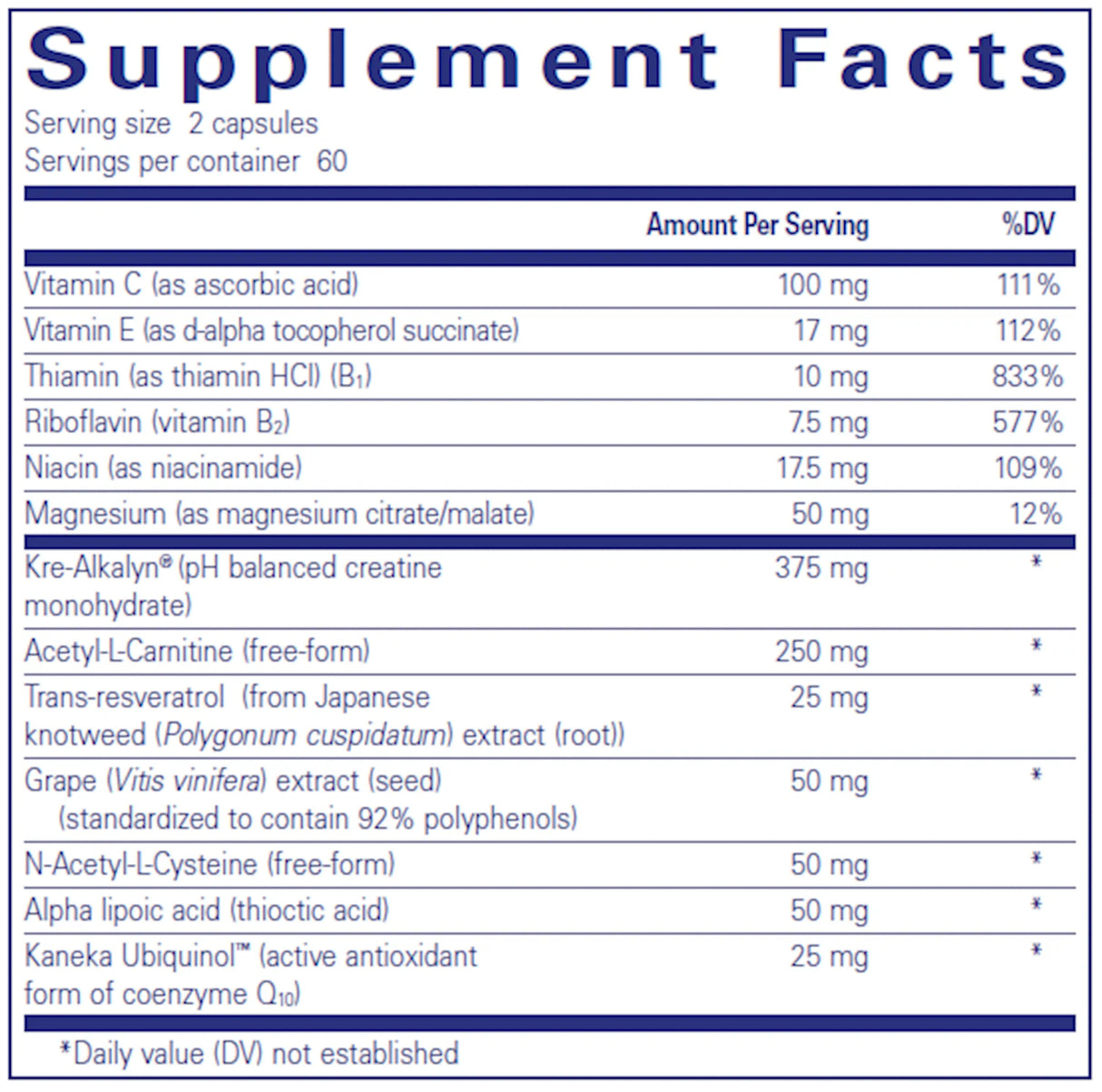 Mitochondria-ATP by Pure Encapsulations Supplement Facts