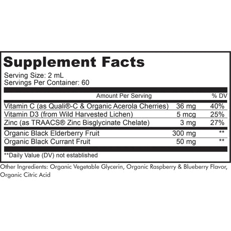 Black Elderberry Syrup by Codeage Supplement Facts