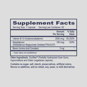PRO SUOX (Molybdenum) by PHP/MethylGenetic Nutrition Supplement Facts