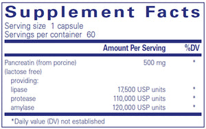 Pancreatic Enzyme Formula by Pure Encapsulations Supplement Facts