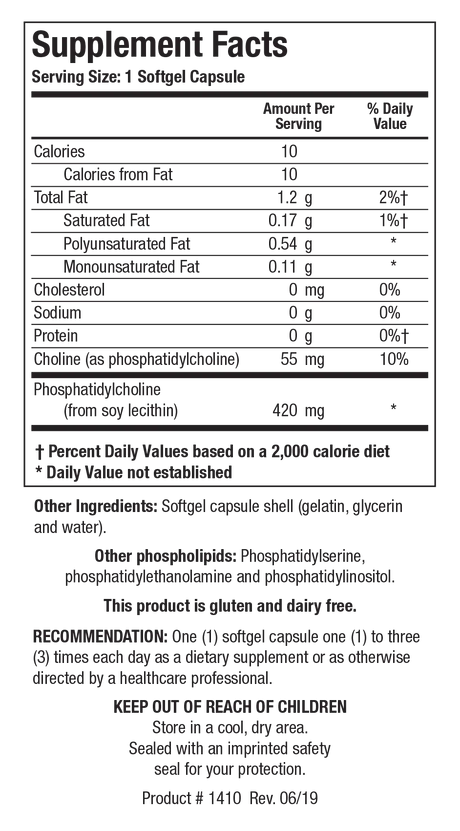Phosphatidylcholine by Biotics Research Supplement Facts
