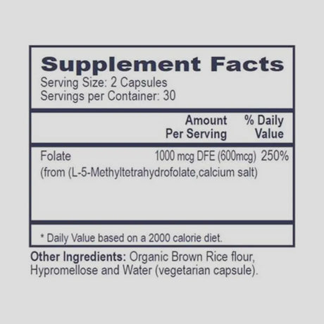 Pro Bio-Active Folate by PHP/MethylGenetic Nutrition Supplement Facts
