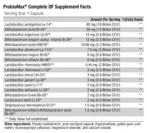 ProbioMax Complete DF by Xymogen Supplement Facts