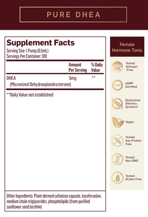 Pure DHEA by Quicksilver Scientific Supplement Facts