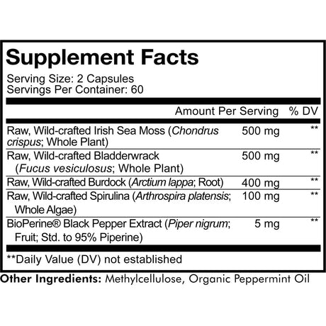 Sea Moss+ by Codeage Supplement Facts