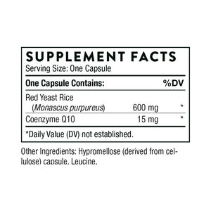 Red Yeast Rice + CoQ10 by Thorne Supplement Facts