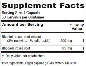 Rhodiola Extract Plus by Vitanica Supplement Facts