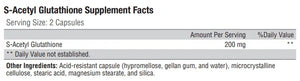 S-Acetyl Glutathione by Xymogen Supplement Facts