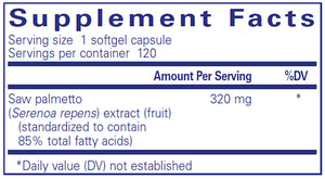 Saw Palmetto 320 by Pure Encapsulations Supplement Facts