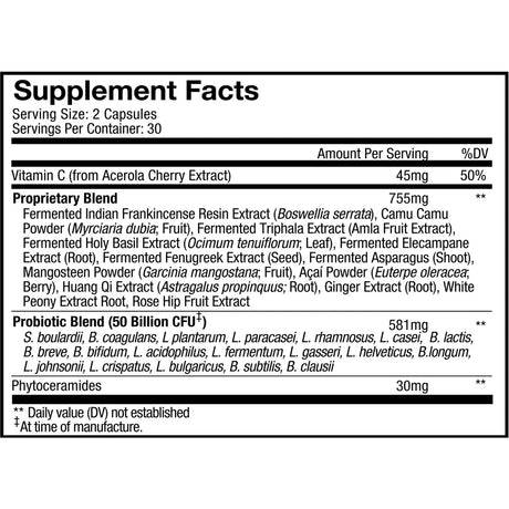 Skin Probiotic by Codeage Supplement Facts