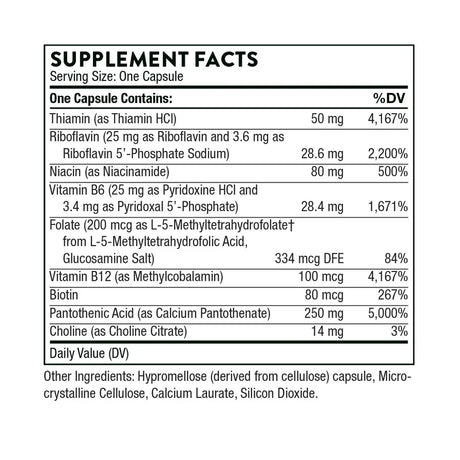 Stress B-Complex by Thorne Supplement Facts