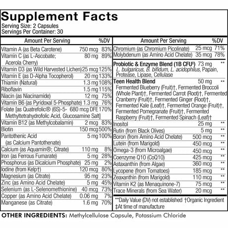 Teen's Daily Multivitamin by Codeage Supplement Facts