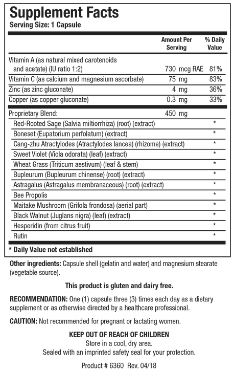 Ultra Vir-X by Biotics Research Supplement Facts