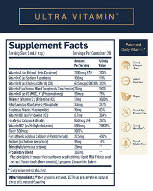 Ultra Vitamin by Quicksilver Scientific Supplement Facts