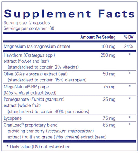 Vascular Relax by Pure Encapsulations Supplement Facts