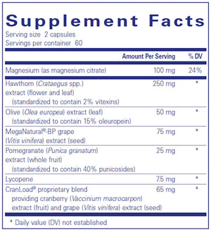 Vascular Relax by Pure Encapsulations Supplement Facts