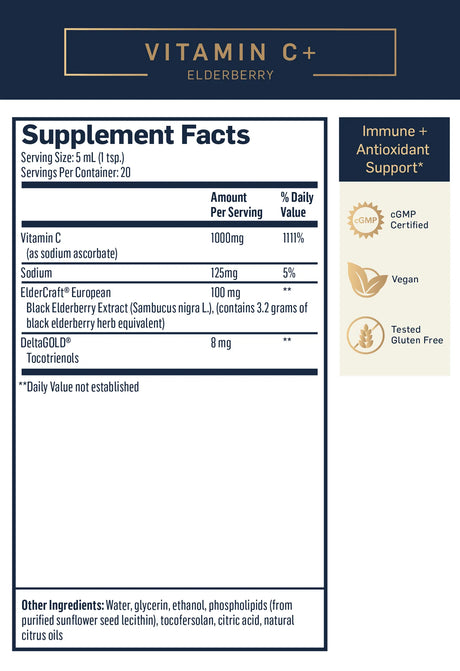 Vitamin C+ Elderberry by Quicksilver Scientific Supplement Facts