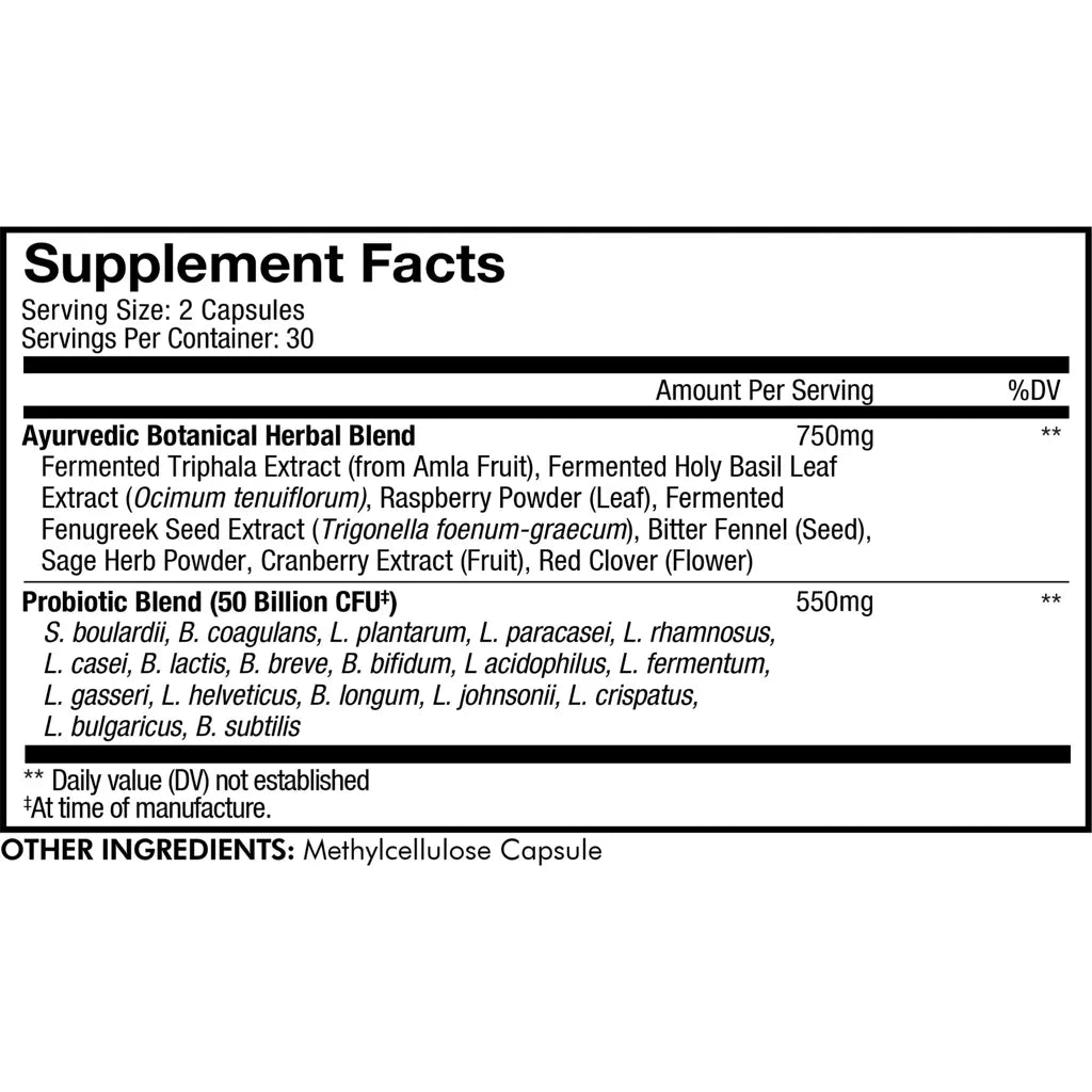 Women's SBO Probiotic by Codeage Supplement Facts