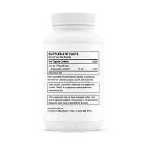 Zinc Bisglycinate 15 mg by Thorne Bottle Supplement Facts