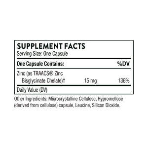 Zinc Bisglycinate 15 mg by Thorne Supplement Facts